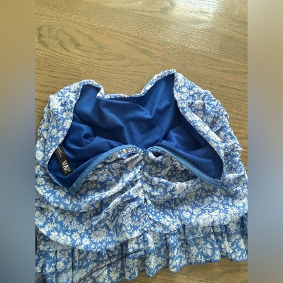 NWOT Zara draped Blue White floral print skirt women’s size Small - Picture 5 of 8